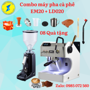 COMBO Máy pha cà phê Milesto EM20 và máy xay cà phê LD 020