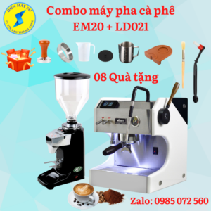 Combo Máy pha cà phê Milesto EM20 và Máy xay cà phê LD021