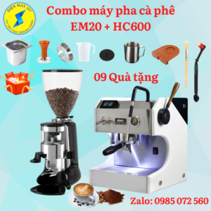 Combo Máy pha cà phê Milesto EM20 và máy xay cà phê HC600